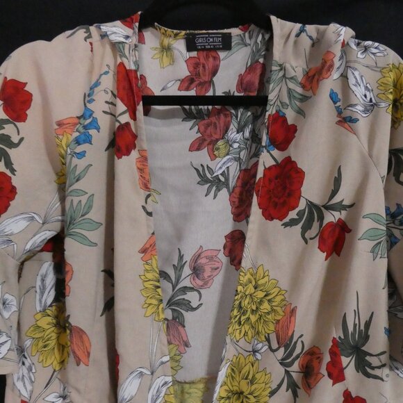 GIRLS ON FILM | size 10 | Floral Tie Waist Gown / Cover-Up - Picture 4 of 16